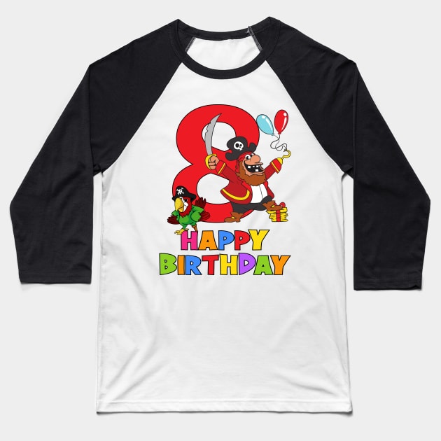 8th Birthday Party 8 Year Old Eight Years Baseball T-Shirt by KidsBirthdayPartyShirts